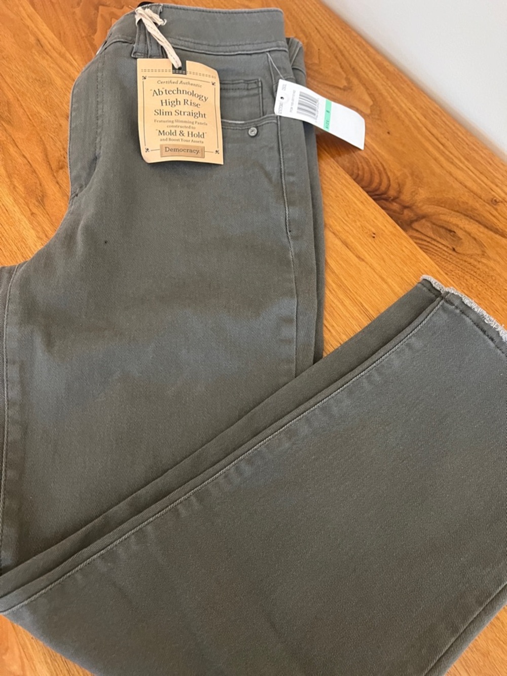 Democracy High Rise Slim Straight Jeans - Olive